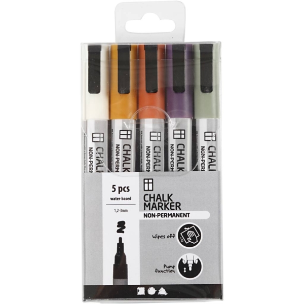 Kreide-Marker, Strichstärke 1,2-3 mm, sanfte, dezente Farben, 5 Stk/ 1 Pck – Bild 3