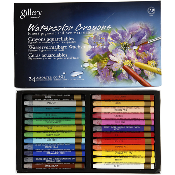 Gallery Aquarell-Kreide, L 9,3 cm, Sortierte Farben, 24 Stk/ 1 Pck – Bild 2