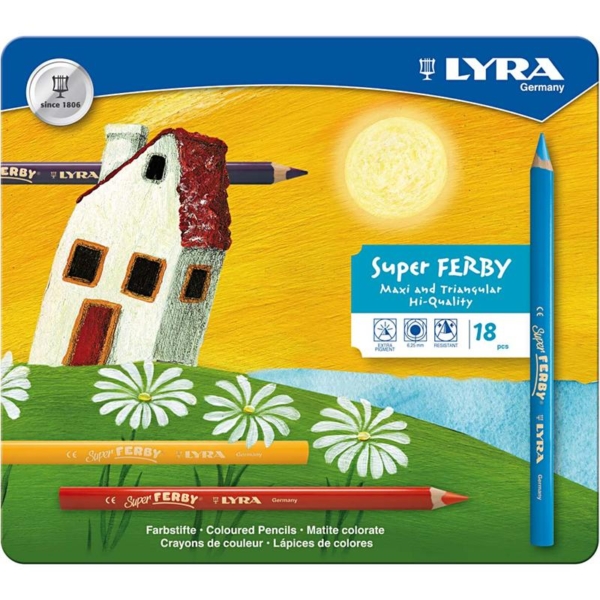 Super Ferby 1 Buntstifte, L 18 cm, Mine 6,25 mm, Sortierte Farben, 18 Stk/ 1 Pck – Bild 3