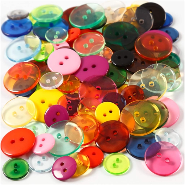 Knopf-Mix - Sortiment, D 12+18+20 mm, Sortierte Farben, 100 Stk/ 1 Pck, 50 g – Bild 2