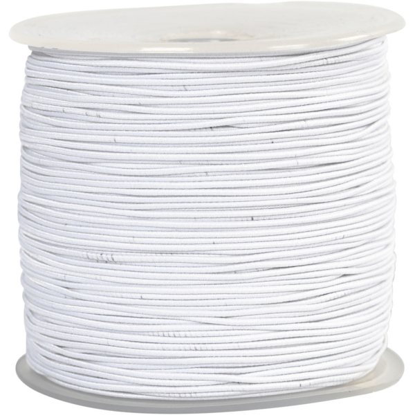 Elastikschnur, Dicke 1 mm, Weiß, 250 m/ 1 Rolle