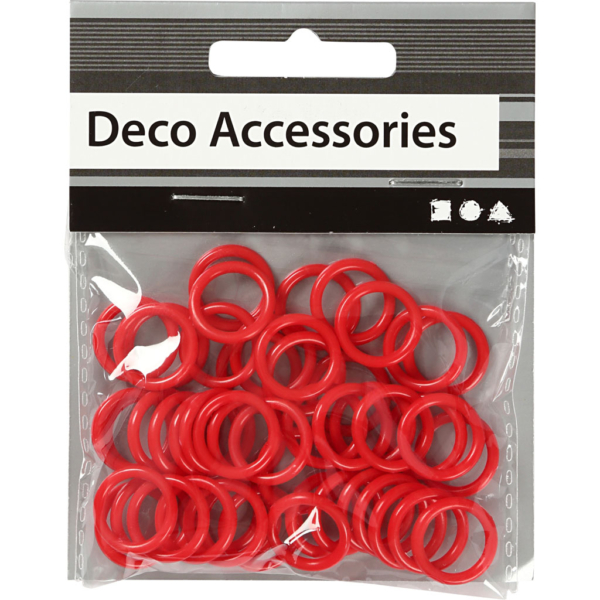 Plastikringe, Größe 15 mm, Dicke 2 mm, Rot, 50 Stk/ 1 Pck – Bild 3