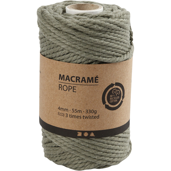 Macramé-Kordel, L 55 m, D 4 mm, Moosgrün, 330 g/ 1 Rolle – Bild 2