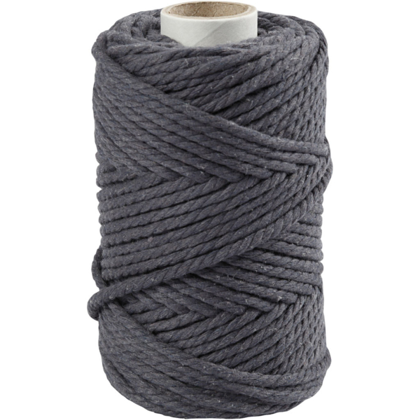 Macramé-Kordel, L 55 m, D 4 mm, Grau, 330 g/ 1 Rolle