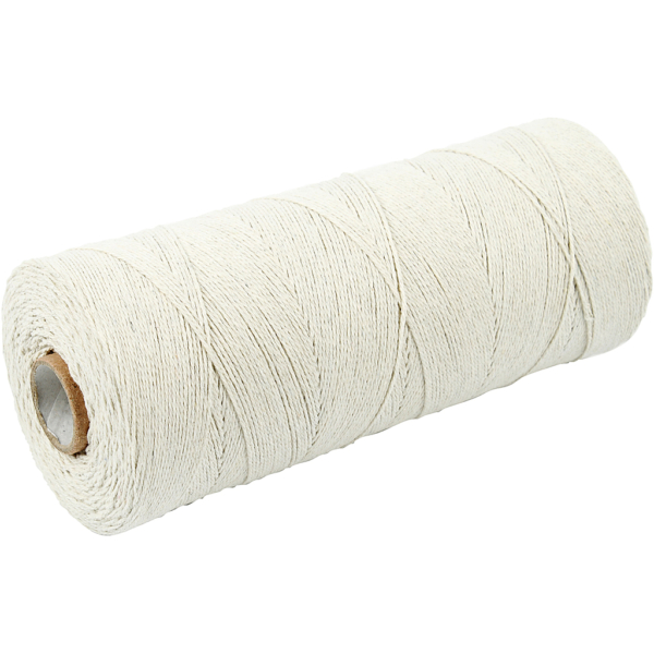 Baumwollkordel, L 700 m, extra dünne Qualität 12/6, Hellnatur, 250 g/ 1 Knäuel – Bild 2
