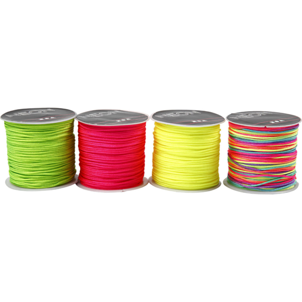 Macramé-Kordel, Dicke 1 mm, Neongrün, Neonpink, Neongelb, Neonmix, 8x28 m/ 1 Pck – Bild 2