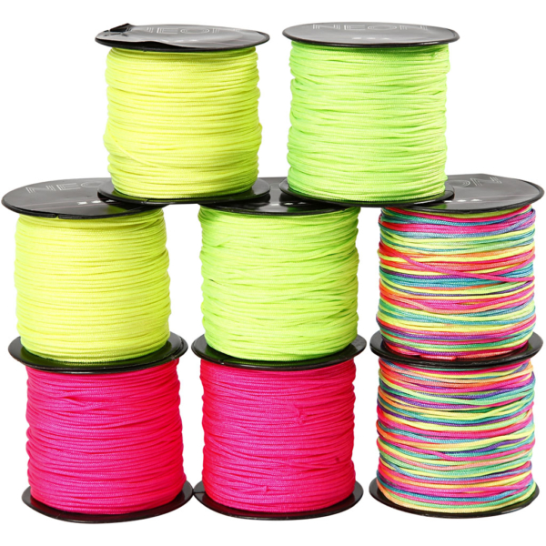 Macramé-Kordel, Dicke 1 mm, Neongrün, Neonpink, Neongelb, Neonmix, 8x28 m/ 1 Pck – Bild 3