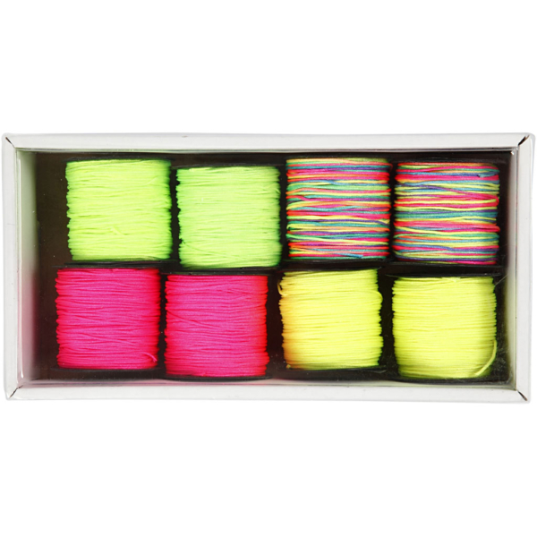 Macramé-Kordel, Dicke 1 mm, Neongrün, Neonpink, Neongelb, Neonmix, 8x28 m/ 1 Pck – Bild 4