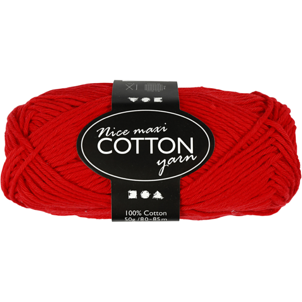Baumwolle, Nr. 8/8, L 80-85 m, Größe maxi , Rot, 50 g/ 1 Knäuel
