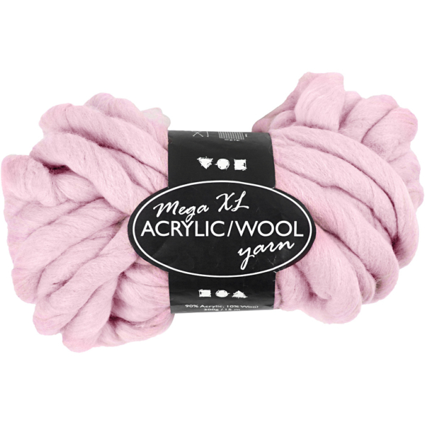 XL-Chunky-Garn aus Polyacryl/Wolle, L 15 m, Größe mega , Rosa, 300 g/ 1 Knäuel