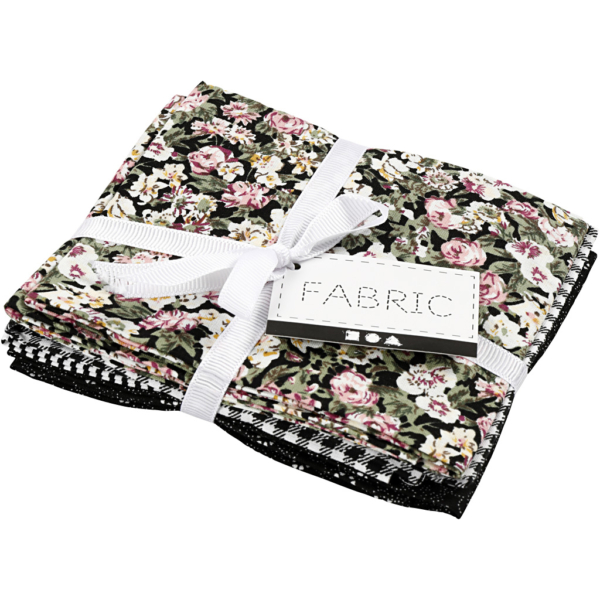 Patchwork-Stoff, Größe 45x55 cm, 100 g, Schwarz, 4 Stk/ 1 Bündl. – Bild 2