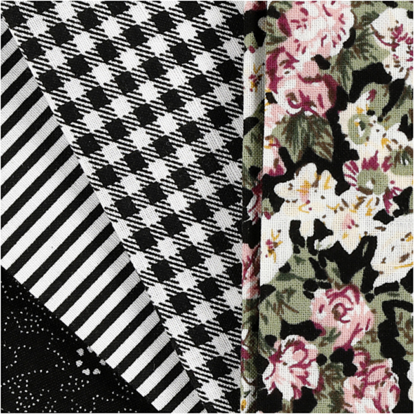Patchwork-Stoff, Größe 45x55 cm, 100 g, Schwarz, 4 Stk/ 1 Bündl. – Bild 3
