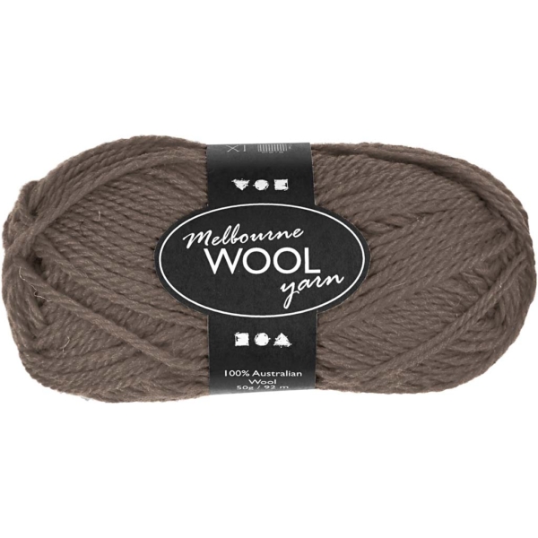 Melbourne Wolle, L 92 m, Graubraun, 50 g/ 1 Knäuel