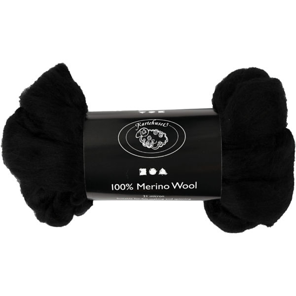 Wolle, Dicke 21 my, Schwarz, 100 g/ 1 Pck
