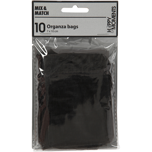 Organza-Beutel, Größe 7x10 cm, Schwarz, 10 Stk/ 1 Pck – Bild 2