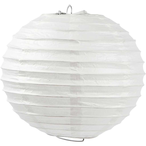 Reispapier-Lampe/-Lampion, Rund, D 20 cm, Weiß, 1 Stk