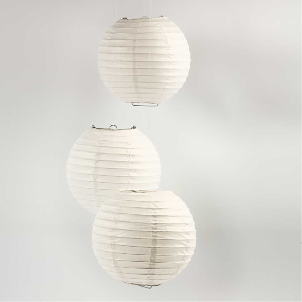 Reispapier-Lampe/-Lampion, Rund, D 20 cm, Weiß, 1 Stk – Bild 2