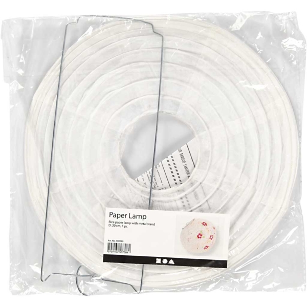 Reispapier-Lampe/-Lampion, Rund, D 20 cm, Weiß, 1 Stk – Bild 3