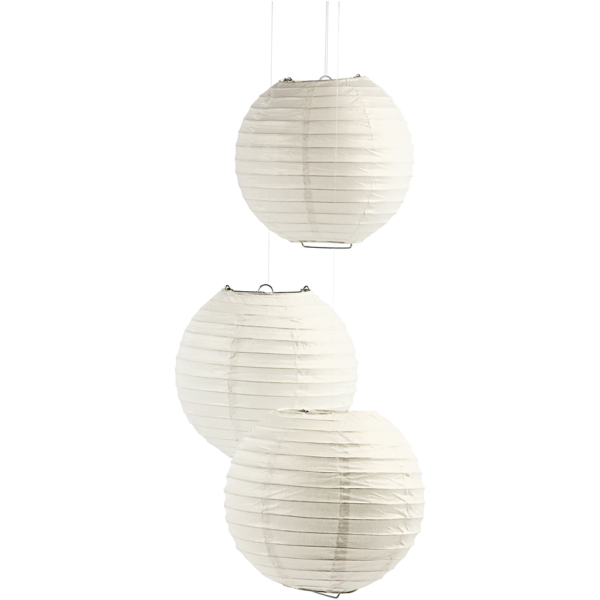 Reispapier-Lampe/-Lampion, Rund, D 35 cm, Weiß, 1 Stk – Bild 2