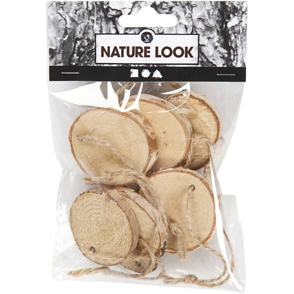 Holzscheiben mit Loch, D 35-45 mm, Dicke 7 mm, 7 Stk/ 1 Pck – Bild 3