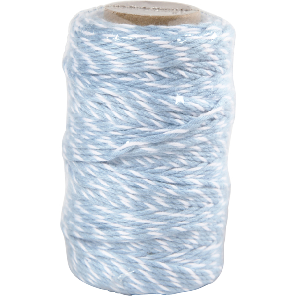 Baumwollkordel, Dicke 1,1 mm, Weiß/Hellblau, 50 m/ 1 Rolle – Bild 2