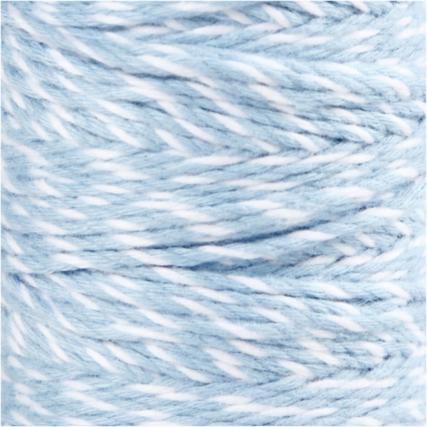 Baumwollkordel, Dicke 1,1 mm, Weiß/Hellblau, 50 m/ 1 Rolle – Bild 3