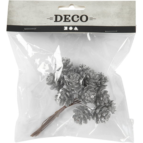 Künstliche Zapfen, D 20 mm, Silber, 12 Stk/ 1 Pck – Bild 3