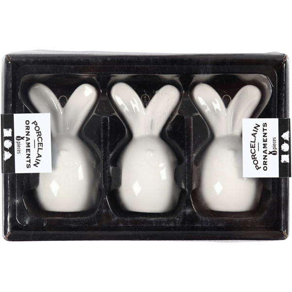 Hase, H 6,7 cm, D 3,6 cm, Weiß, 3 Stk/ 1 Pck – Bild 3