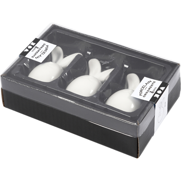 Hase, H 6,7 cm, D 3,6 cm, Weiß, 3 Stk/ 1 Pck – Bild 4