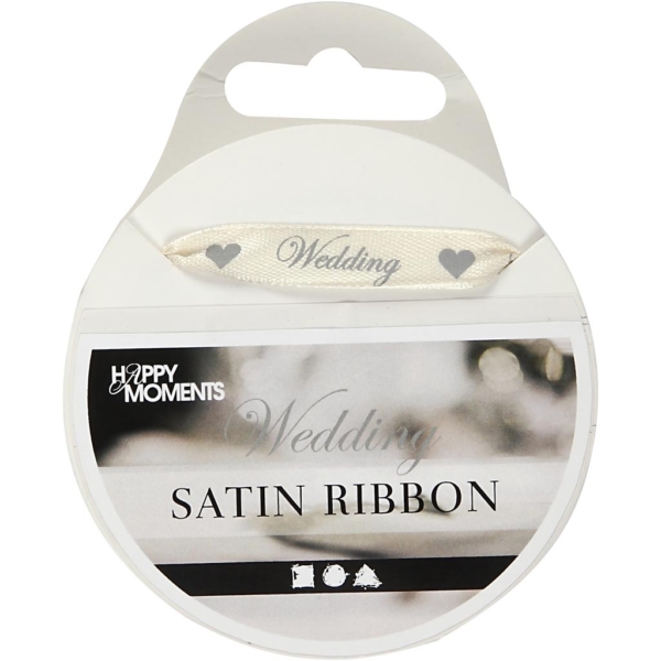 Satinband, B 10 mm, Naturweiß, 8 m/ 1 Rolle – Bild 2