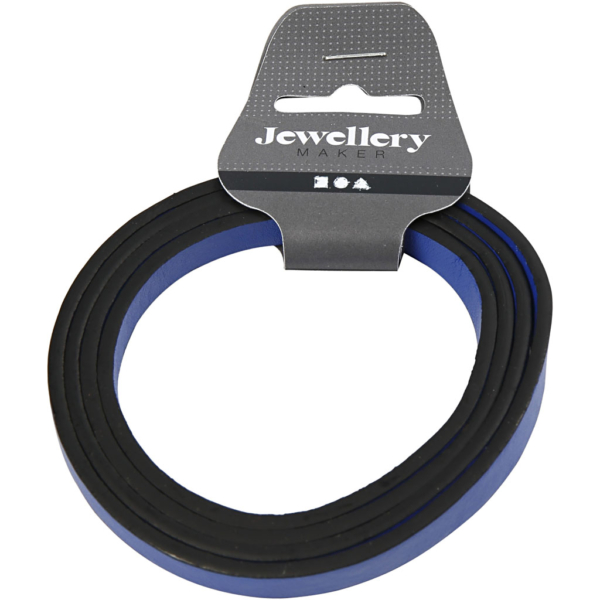 Lederband Imitat, B 10 mm, Dicke 3 mm, Blau, 1 m/ 1 Pck – Bild 2