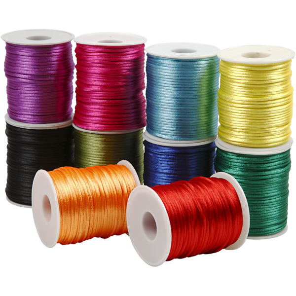 Satinband, Dicke 2 mm, Kräftige Farben, 10x50 m/ 1 Pck – Bild 2