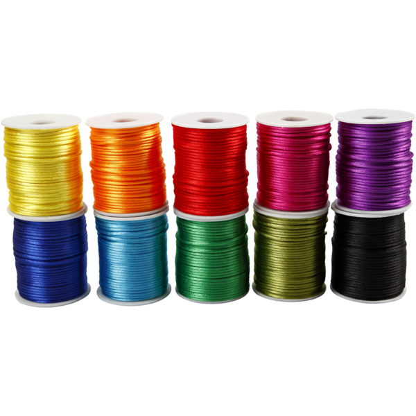 Satinband, Dicke 2 mm, Kräftige Farben, 10x50 m/ 1 Pck – Bild 3