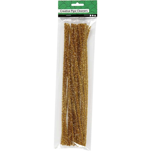 Pfeifenreiniger, L 30 cm, Dicke 6 mm, Glitter, Gold, 24 Stk/ 1 Pck – Bild 2