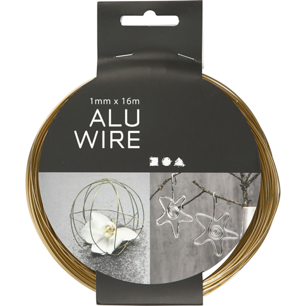 Aluminiumdraht, rund, Dicke 1 mm, Gold, 16 m/ 1 Rolle – Bild 2