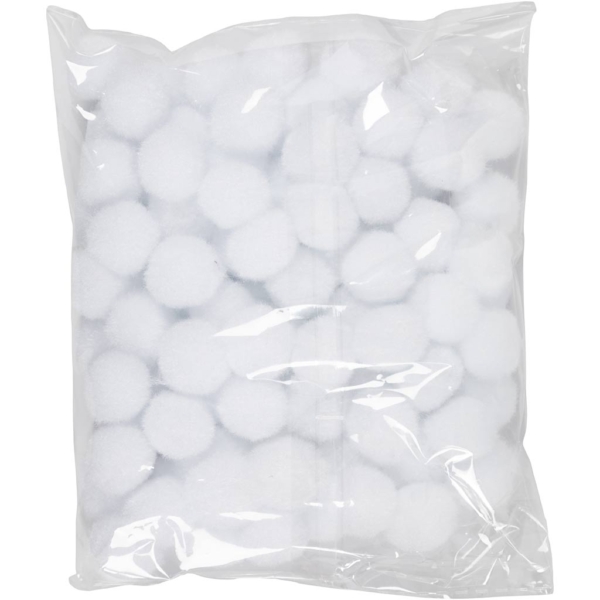Pompons, D 20 mm, Weiß, 100 Stk/ 1 Pck – Bild 2