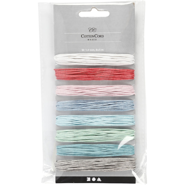 Baumwollband, Dicke 1 mm, Sortierte Farben, 8x5 m/ 1 Pck – Bild 3