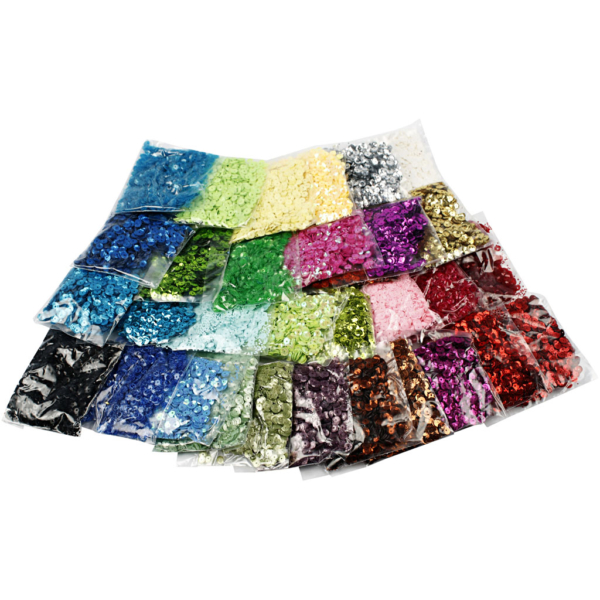 Pailletten - Sortiment, D 6 mm, 32x25 g/ 1 Pck – Bild 2