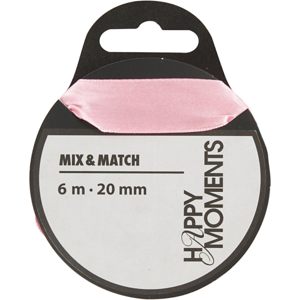 Satinband, B 20 mm, Rosa, 6 m/ 1 Rolle – Bild 2