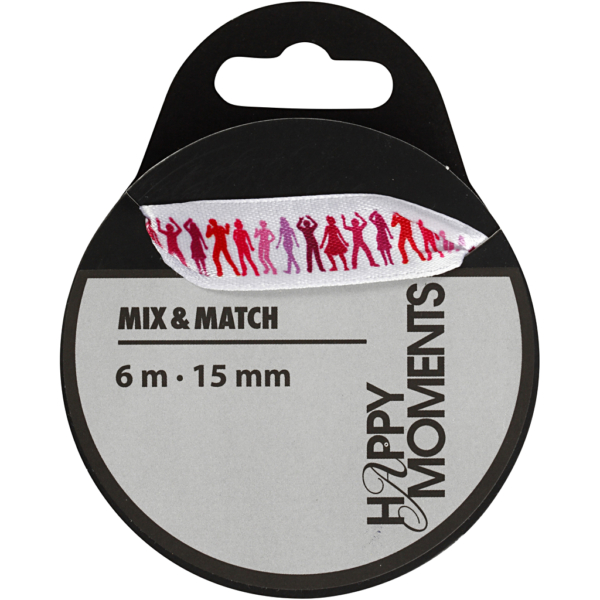 Bedrucktes Satinband, B 15 mm, Rosa, 6 m/ 1 Rolle – Bild 2