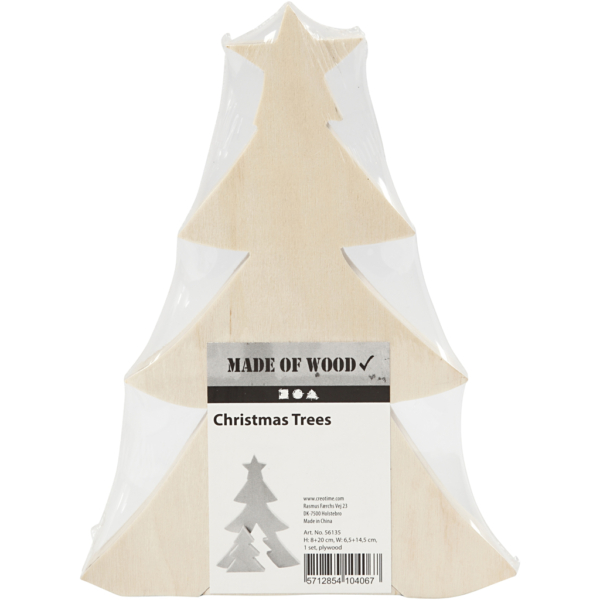 2in1 - Holzfigur, Weihnachtsbäume, H 8+20 cm, T 2 cm, B 6,5+14,5 cm, 1 Set – Bild 3