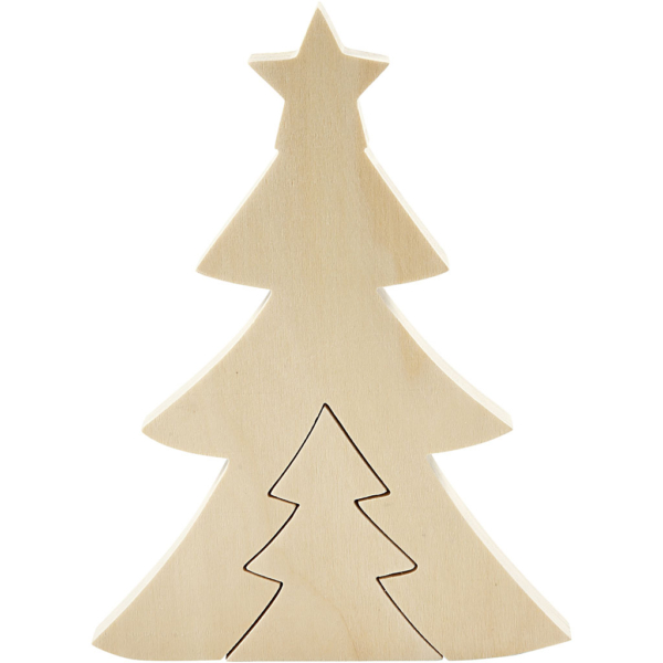 2in1 - Holzfigur, Weihnachtsbäume, H 8+20 cm, T 2 cm, B 6,5+14,5 cm, 1 Set – Bild 4