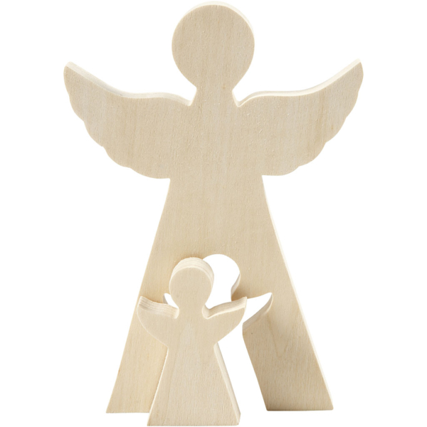 2in1 - Holzfigur, Engel, H 7,8+20 cm, T 2 cm, B 4,5+14,3 cm, 1 Set – Bild 2