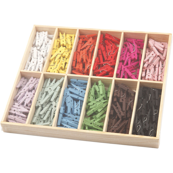 Kleine Wäscheklammer, L 25 mm, B 3 mm, Sortierte Farben, 12x24 Stk/ 1 Pck – Bild 2