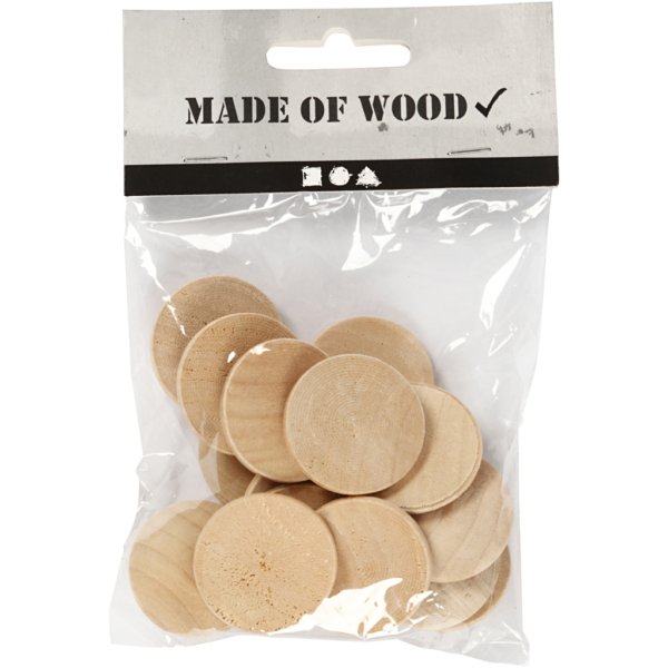 Holzknöpfe, D 30 mm, Dicke 5 mm, 15 Stk/ 1 Pck – Bild 2