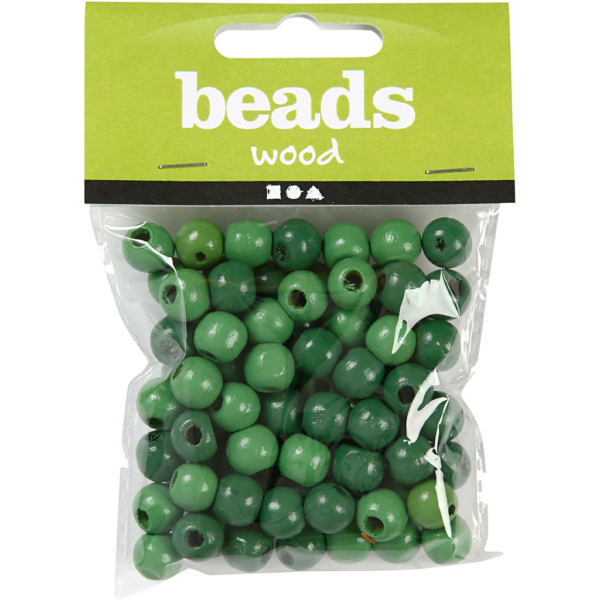 Holzperlen, D 12 mm, Lochgröße 3 mm, Grün, 22 g/ 1 Pck – Bild 2