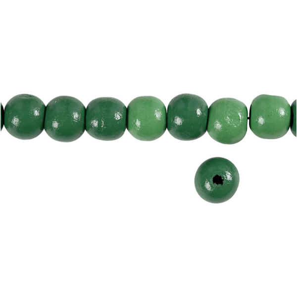 Holzperlen, D 12 mm, Lochgröße 3 mm, Grün, 22 g/ 1 Pck – Bild 4