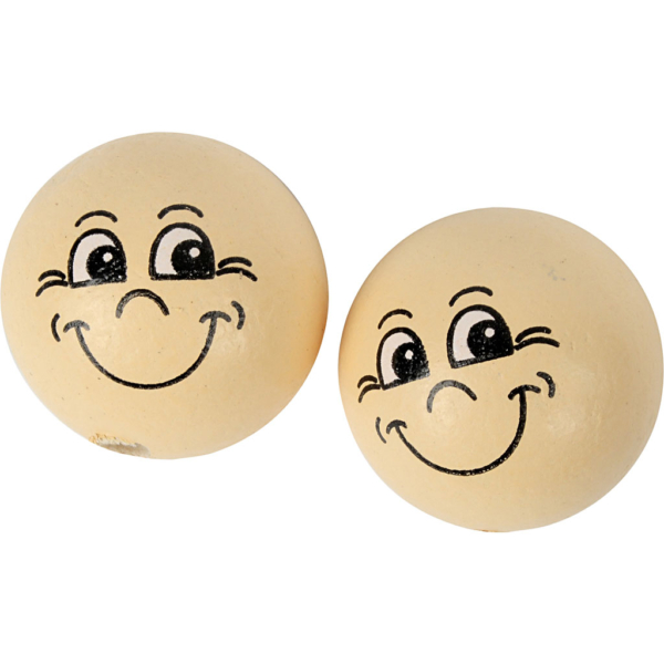 Gesicht "Smiley", D 22 mm, Hellbeige, 10 Stk/ 1 Pck