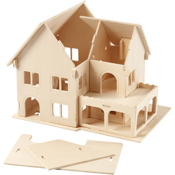 3D-Figuren zum Zusammensetzen, Haus mit Veranda, Größe 22,5x16x17,5 , 1 Stk – Bild 9