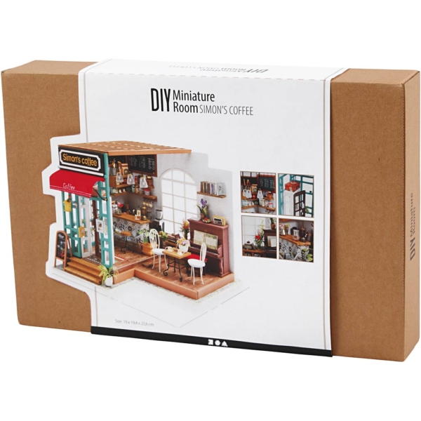 DIY-Miniatur-Zimmer, Kaffeestube, H 19 cm, L 22,6 cm, B 19,4 cm, 1 Stk – Bild 2